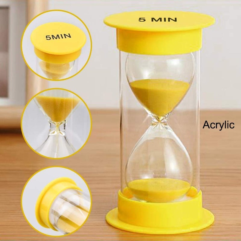 EMDMAK Sand Timer, Acrylic Hourglass Colorful Sandglass Timer 1 min/2 mins/3 mins/5 mins/10 mins/15 mins Sand Clock Timer for Games Classroom Home Office(Pack of 6) - Image 4